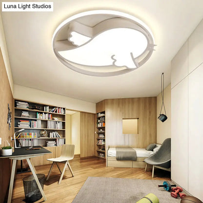 ديكوربايتس™ مصباح LED مدمج على شكل طائر لغرفة نوم الأطفال - وحدة سقف أكريليك زرقاء/وردية مع حلقة معدنية