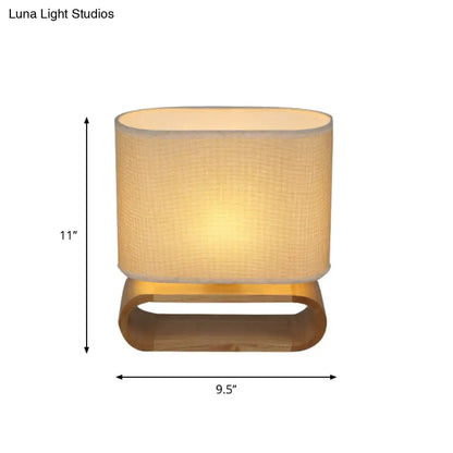 Birdun - Minimalism Wood Oval Nightstand Lamp Minimalism Single Fabric Table Light for Children Bedroom