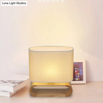 Birdun - Minimalism Wood Oval Nightstand Lamp Minimalism Single Fabric Table Light for Children Bedroom