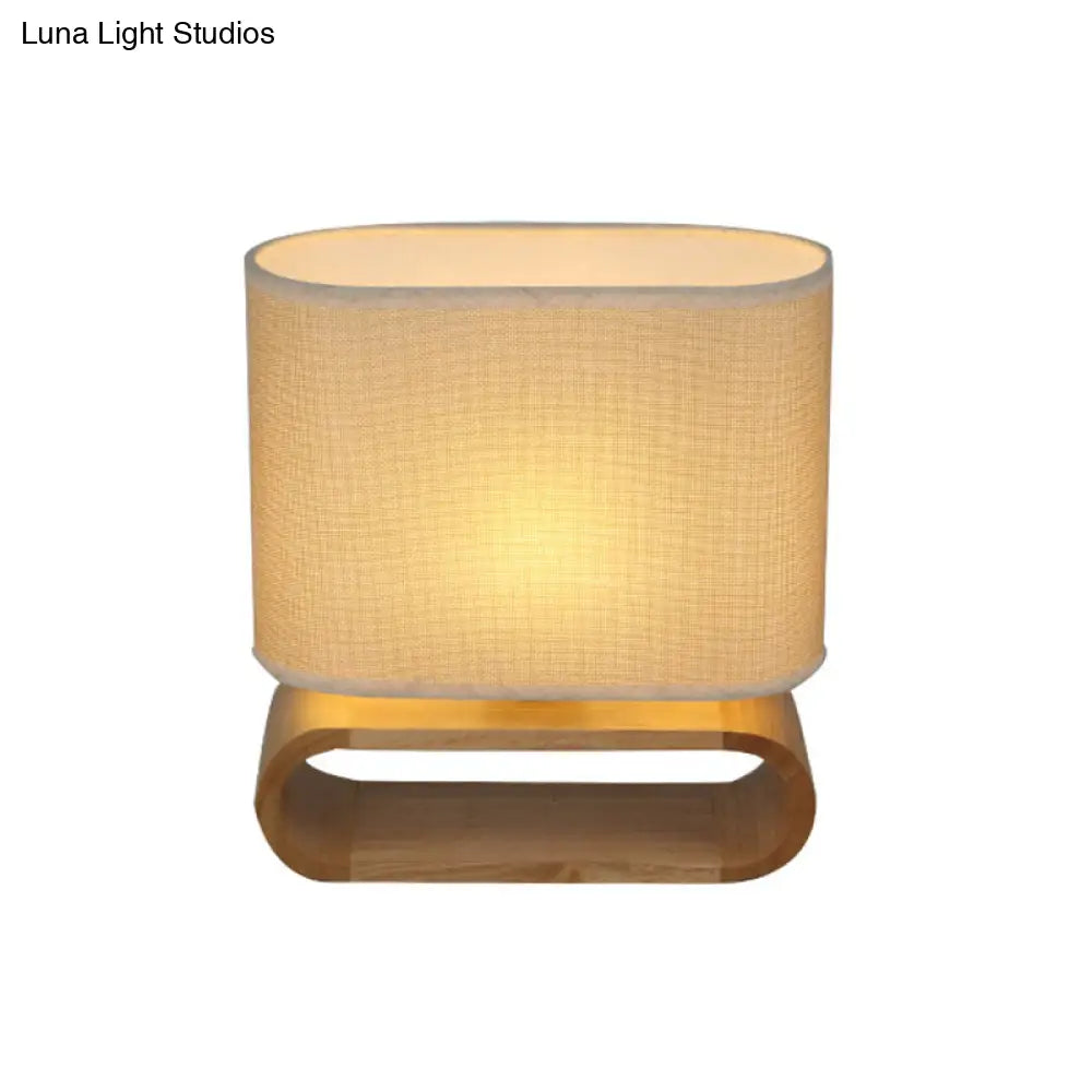 Birdun - Minimalism Wood Oval Nightstand Lamp Minimalism Single Fabric Table Light for Children Bedroom