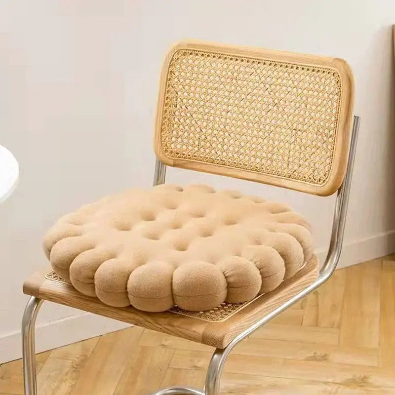 Beige decorbites biscuit sofa cushion with plush tufted texture and rounded bubble design for living room decor