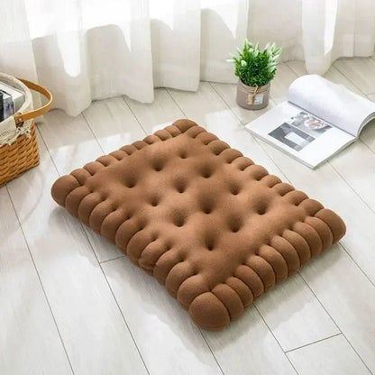 Brown tufted cookie-shaped biscuit sofa cushion by decorbites cream fluffy decor for living room seating