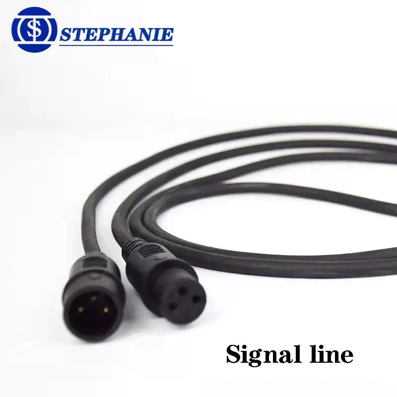Black stephanie brand 1.5m dmx cable connector with two XLR connectors for stage lighting event use