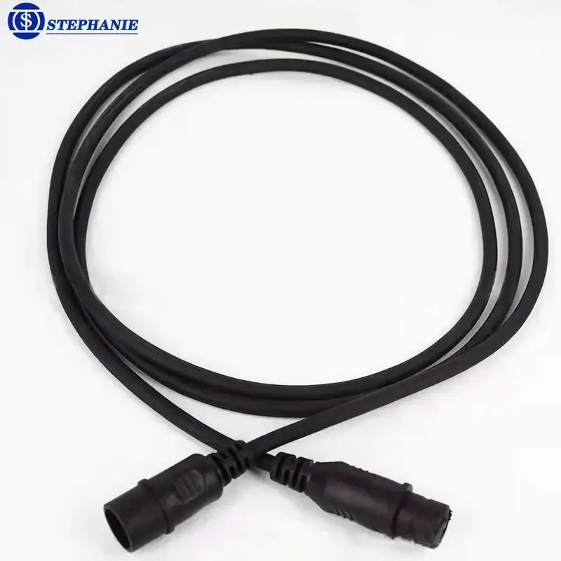 Black 1.5m dmx cable connector with two black plastic connectors for stage lighting event room use