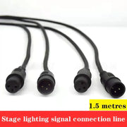 Black 1.5m dmx cable connector with four xlr-style connectors for stage lighting event room use