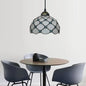 Black 1-Light Pendant Lamp with Baroque Beige/Blue/Green Glass Shade - Perfect for Dining Room