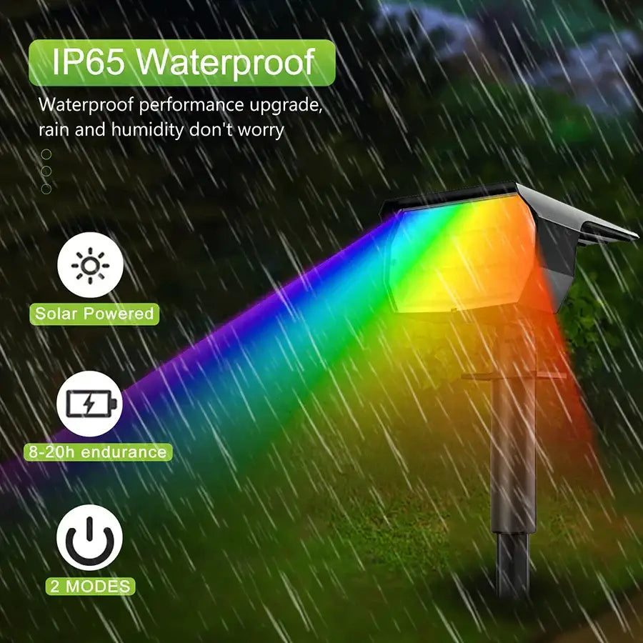 Black rainproof decorbites 20leds rgb solar landscape spotlights garden wall lamp with vibrant rainbow led beam