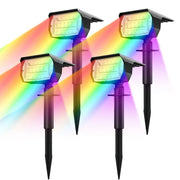Four black decorbites 20leds rgb solar landscape spotlights with rainbow-colored illumination for garden decor