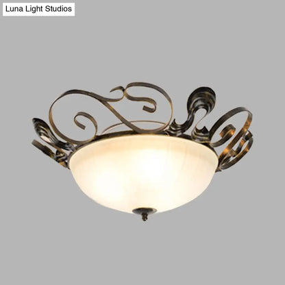 Lámpara de techo clásica DecorBites™ negra de 3 luces con pantalla de cristal blanco: ideal para iluminación empotrada en la sala de estar.