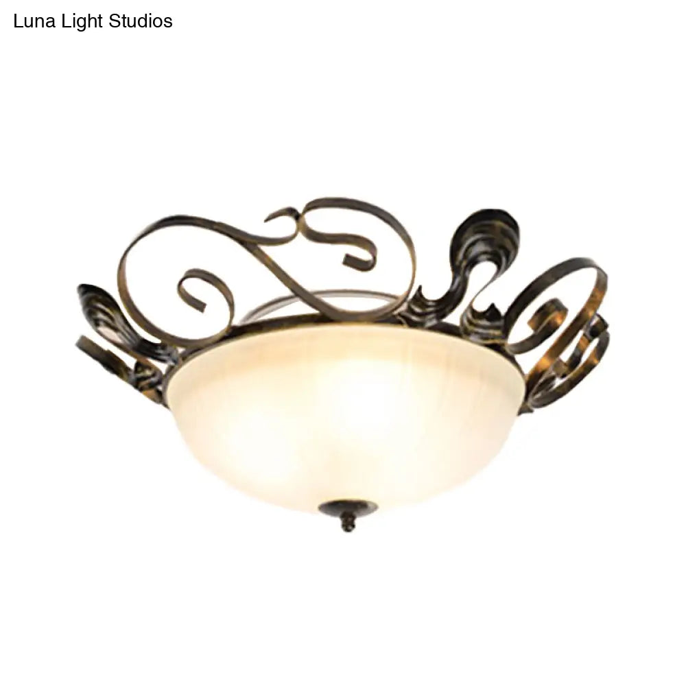 Lámpara de techo clásica DecorBites™ negra de 3 luces con pantalla de cristal blanco: ideal para iluminación empotrada en la sala de estar.