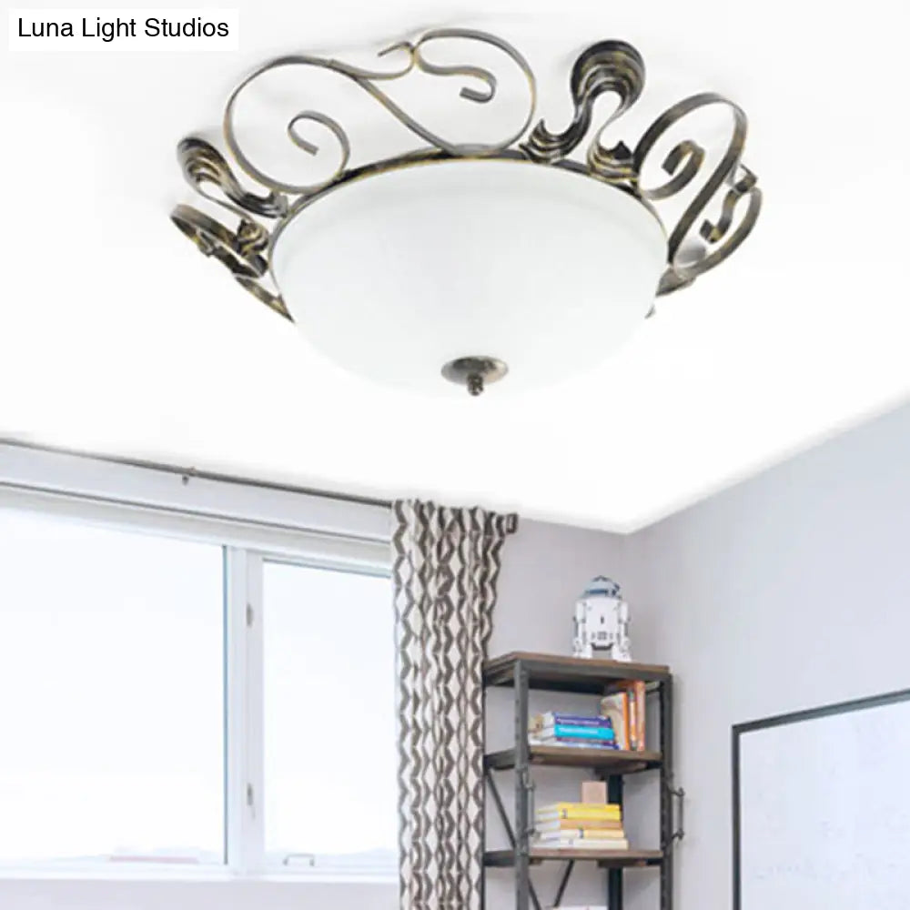 Lámpara de techo clásica DecorBites™ negra de 3 luces con pantalla de cristal blanco: ideal para iluminación empotrada en la sala de estar.