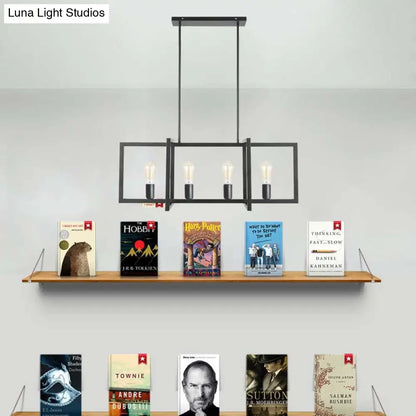 ديكوربايتس™ مصباح معلق معدني صناعي أسود بأربعة رؤوس لغرفة المعيشة