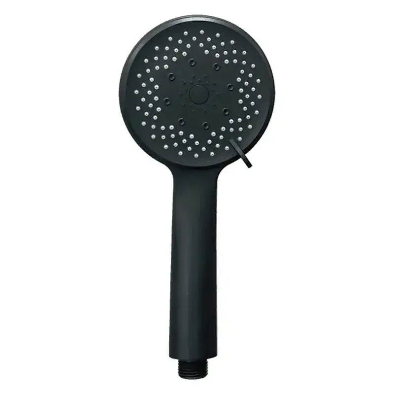 Black matte finish shower head with 5 adjustable high pressure modes and circular spray face for bathroom use