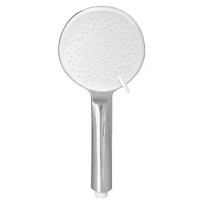 Silver-finished handheld shower head with circular jets and sleek design for black adjustable high pressure shower use