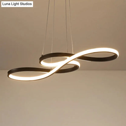 Black Acrylic Art Deco LED Chandelier: Musical Note-inspired Suspension Light for Dining Room