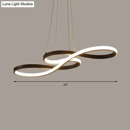 Black Acrylic Art Deco LED Chandelier: Musical Note-inspired Suspension Light for Dining Room