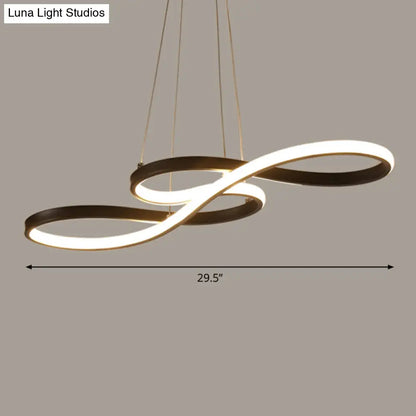 Black Acrylic Art Deco LED Chandelier: Musical Note-inspired Suspension Light for Dining Room