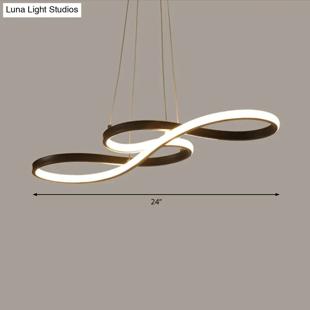 Black Acrylic Art Deco LED Chandelier: Musical Note-inspired Suspension Light for Dining Room