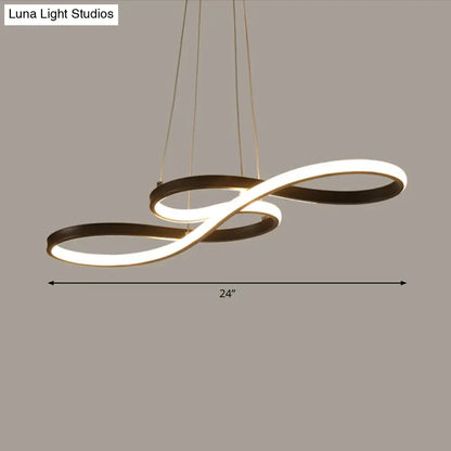 Black Acrylic Art Deco LED Chandelier: Musical Note-inspired Suspension Light for Dining Room