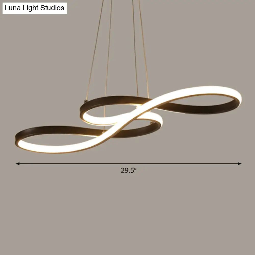 Black Acrylic Art Deco LED Chandelier: Musical Note-inspired Suspension Light for Dining Room