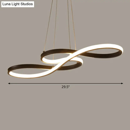 Black Acrylic Art Deco LED Chandelier: Musical Note-inspired Suspension Light for Dining Room