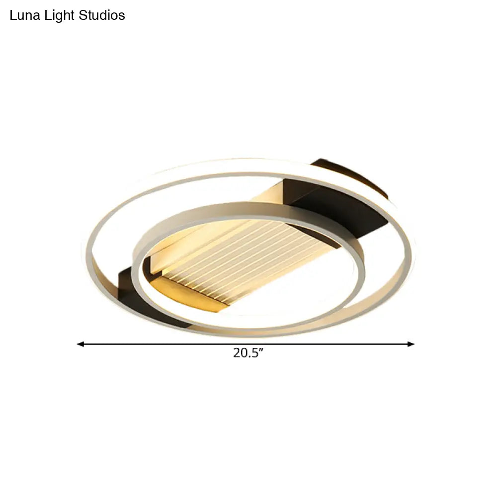 Lámpara de techo LED circular empotrada DecorBites™ de acrílico negro, diseño nórdico, 16,5"/20,5" de ancho
