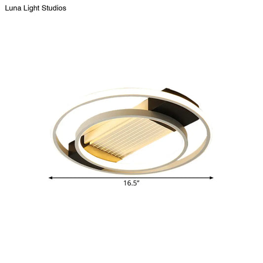 Lámpara de techo LED circular empotrada DecorBites™ de acrílico negro, diseño nórdico, 16,5"/20,5" de ancho