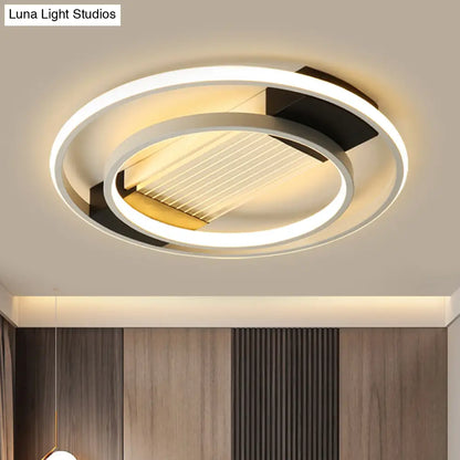 Lámpara de techo LED circular empotrada DecorBites™ de acrílico negro, diseño nórdico, 16,5"/20,5" de ancho