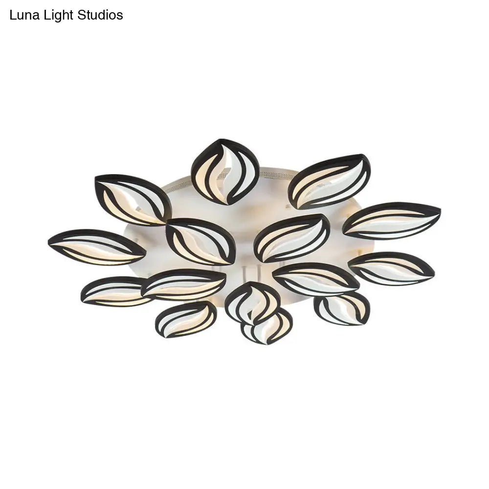 DecorBites™ DecorBites™ مصباح سقف LED أسود من الأكريليك على شكل ورقة شجر مثبتة على السقف - طراز عصري لمحلات الفنادق