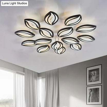 DecorBites™ DecorBites™ مصباح سقف LED أسود من الأكريليك على شكل ورقة شجر مثبتة على السقف - طراز عصري لمحلات الفنادق