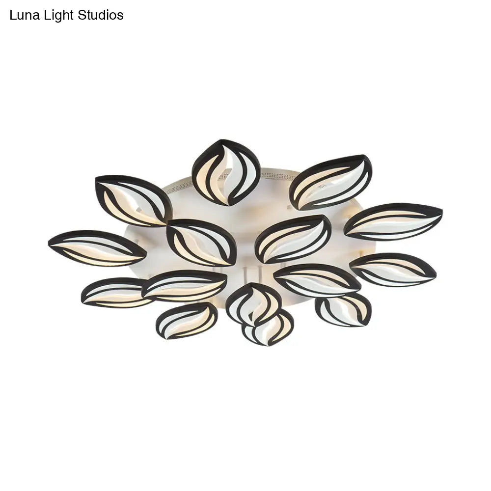 DecorBites™ DecorBites™ مصباح سقف LED أسود من الأكريليك على شكل ورقة شجر مثبتة على السقف - طراز عصري لمحلات الفنادق