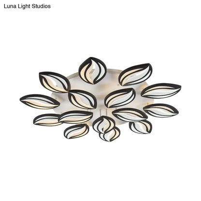 DecorBites™ DecorBites™ مصباح سقف LED أسود من الأكريليك على شكل ورقة شجر مثبتة على السقف - طراز عصري لمحلات الفنادق