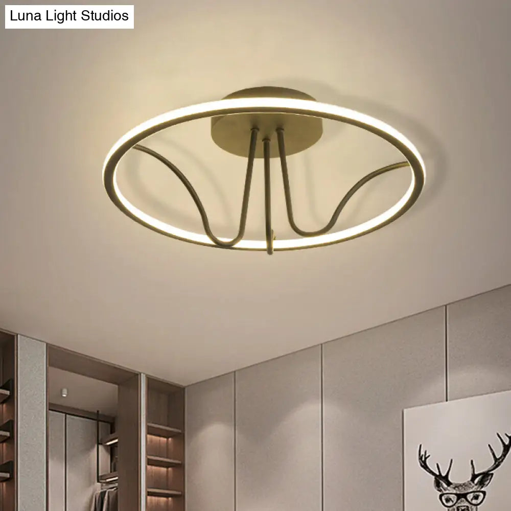 DecorBites™ DecorBites™ Black Acrylic LED Flush Ceiling Lamp - Minimalist Circular Semi Flush Mount Light for Bedroom