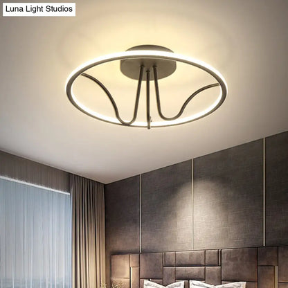 DecorBites™ DecorBites™ Black Acrylic LED Flush Ceiling Lamp - Minimalist Circular Semi Flush Mount Light for Bedroom