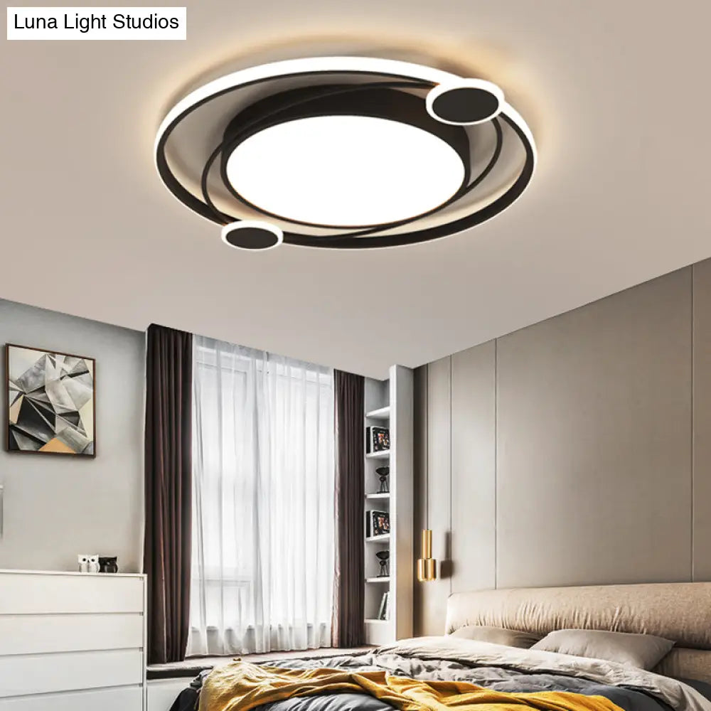 DecorBites™ DecorBites™ Black Acrylic LED Flush Ceiling Light for Minimalist Bedroom