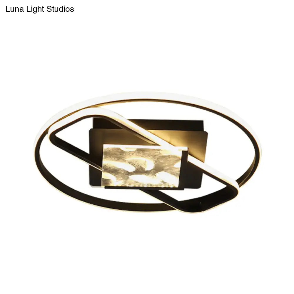 DecorBites™ DecorBites™ Black Acrylic LED Flushmount Ceiling Light with Modern Ring and Square Design