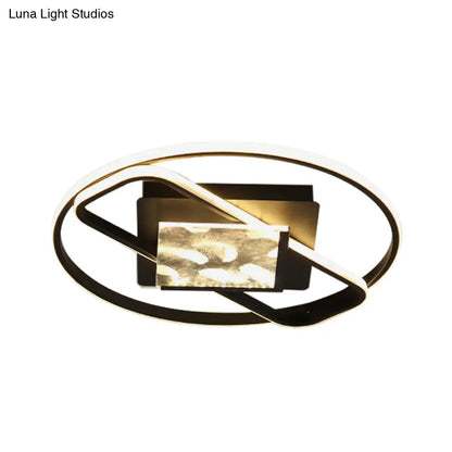 DecorBites™ DecorBites™ Black Acrylic LED Flushmount Ceiling Light with Modern Ring and Square Design