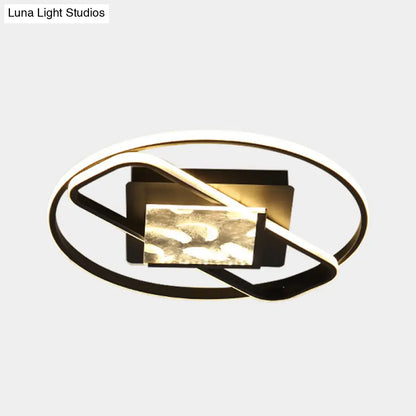 DecorBites™ DecorBites™ Black Acrylic LED Flushmount Ceiling Light with Modern Ring and Square Design