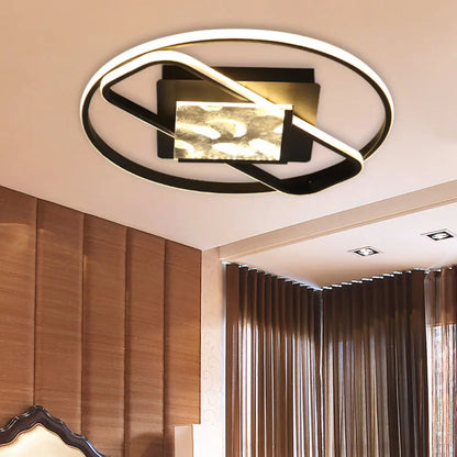 DecorBites™ DecorBites™ Black Acrylic LED Flushmount Ceiling Light with Modern Ring and Square Design