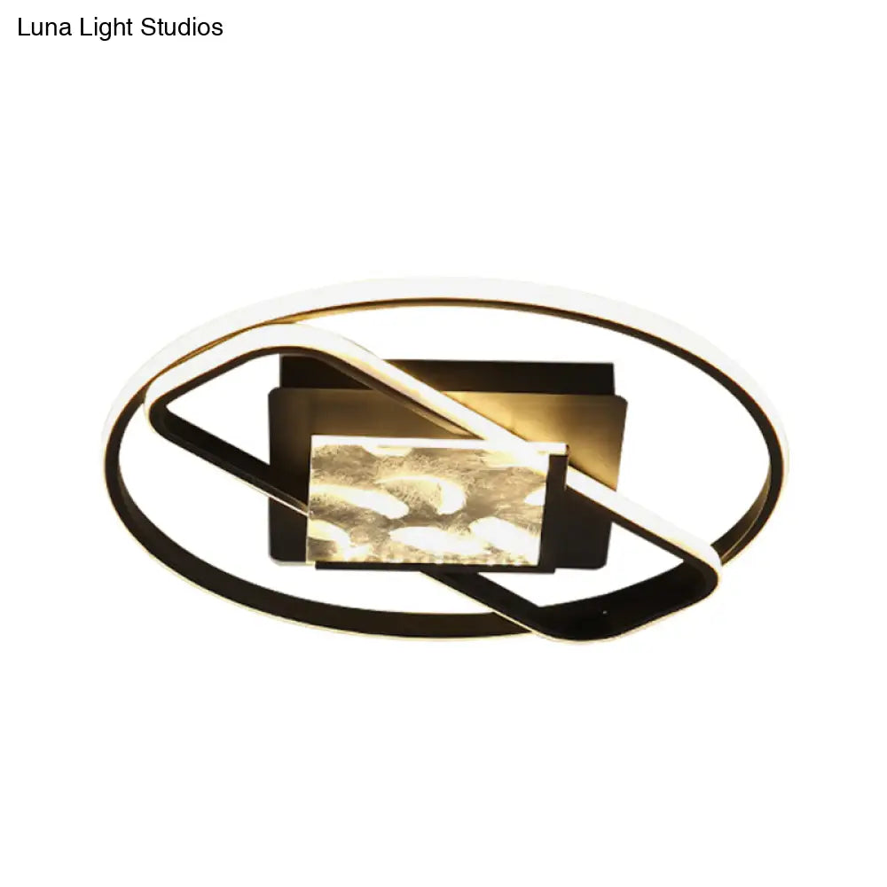 DecorBites™ DecorBites™ Black Acrylic LED Flushmount Ceiling Light with Modern Ring and Square Design