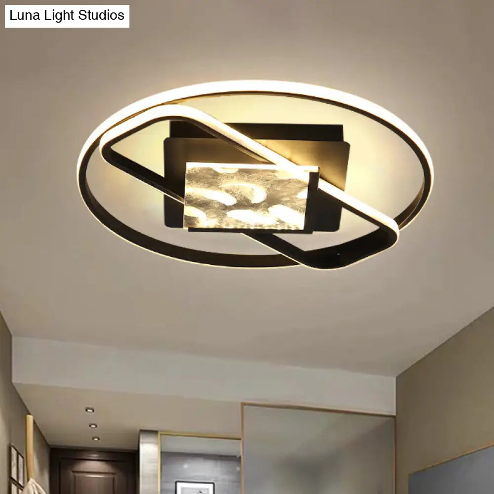 DecorBites™ DecorBites™ Black Acrylic LED Flushmount Ceiling Light with Modern Ring and Square Design