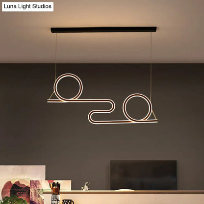 Black Acrylic LED Pendant Light - Contemporary Twisted Dining Room Ceiling Lamp