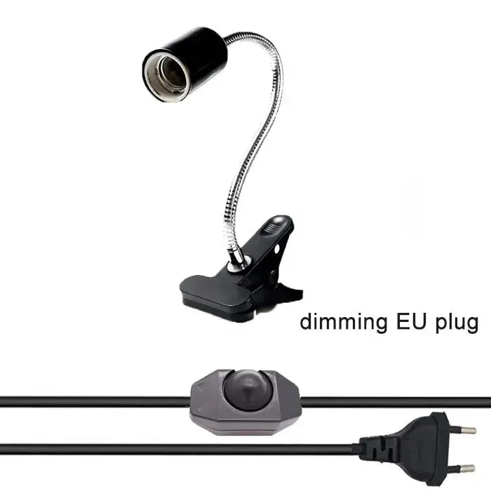 Black adjustable gooseneck clip lamp holder with flexible dimming eu plug for bedroom desk light decorbites adjustable gooseneck