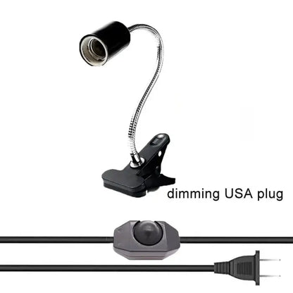 Black clip-on desk lamp holder with decorbites adjustable gooseneck and dimmer switch for bedroom use