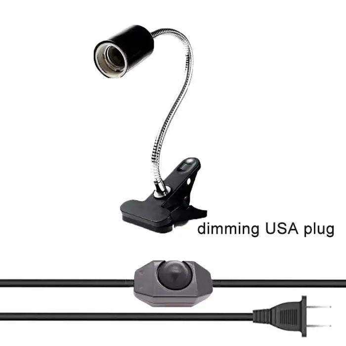 Black clip-on desk lamp holder with decorbites adjustable gooseneck and dimmer switch for bedroom use