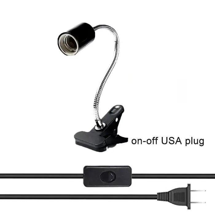 Black adjustable gooseneck clip lamp holder with e27 bulb socket for bedroom desk light by decorbites adjustable gooseneck