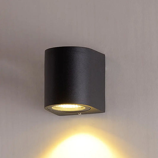 DecorBites™ Black Aluminum LED Outdoor Cylinder Wall Light - Minimalist Flush Wall Sconce