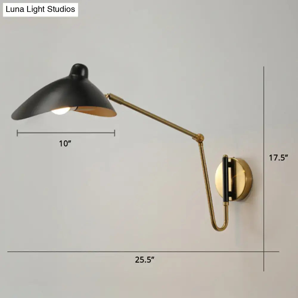 Black matte wall lamp with brass adjustable joint and duckbill reading light for bedroom sconce lighting