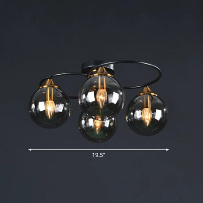DecorBites™ DecorBites™ Black and Brass Postmodern Semi-Flush Chandelier with Glass Ball Shade for Ceiling Lighting