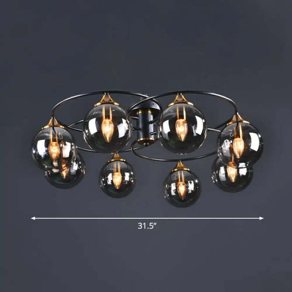 DecorBites™ DecorBites™ Black and Brass Postmodern Semi-Flush Chandelier with Glass Ball Shade for Ceiling Lighting